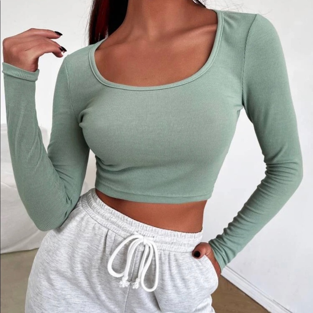 SHEIN SXY Solid Crop Fitted Tee